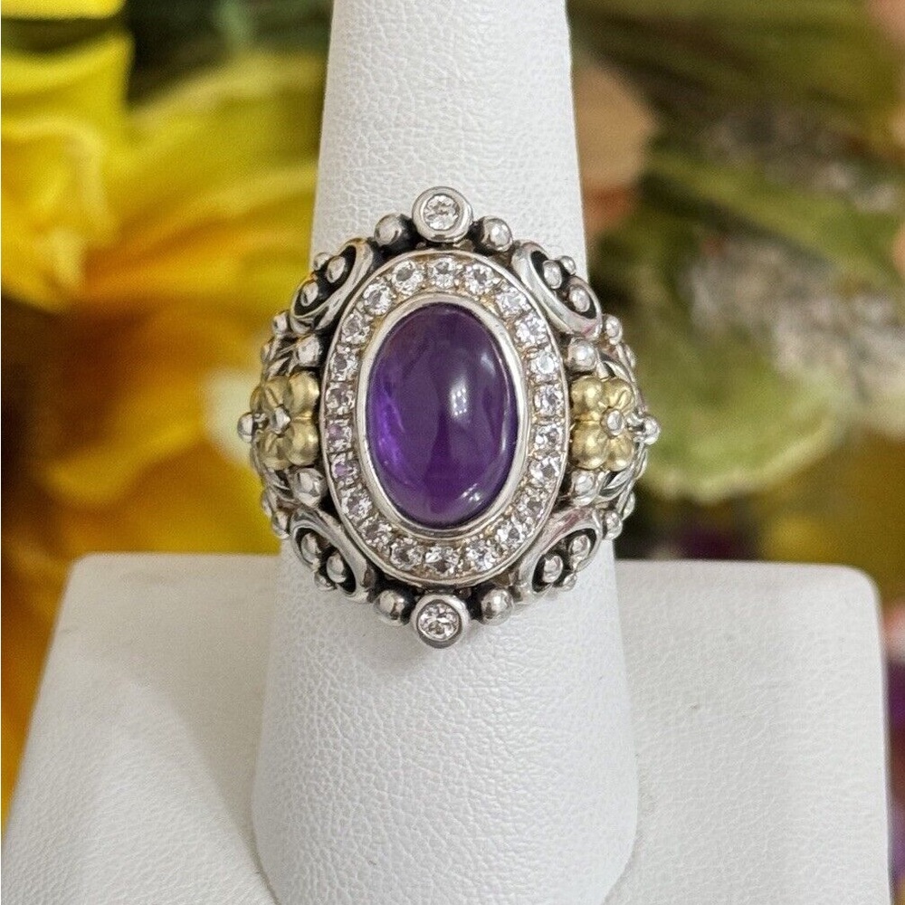 BARBARA BIXBY Sterling and 14KT gold flowers
RING size 8